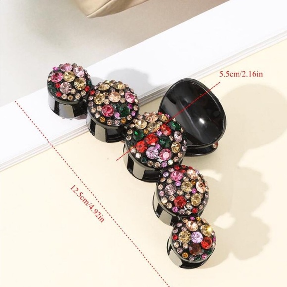 ✨NEW Elegant Rainbow 🌈 Multicolor Crystal Rhinestone Hair Clip Claw - Picture 3 of 3